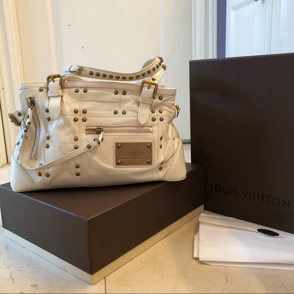 Louis Vuitton Studded White Leather Bag (like new)